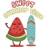 Sweet-Summertime-Watermelon-Surfing - Embroidery Design - FineryEmbroidery